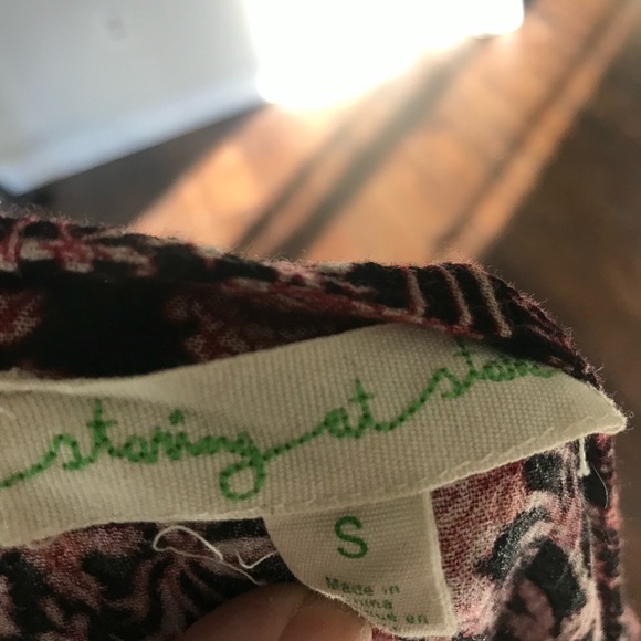 Anthropologie Staring at Stars boho pink cut out shoulder mini button dress - Picture 3 of 7